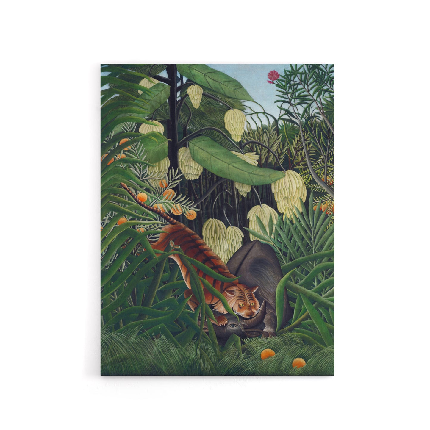 Fight between a Tiger and a Buffalo Rousseau Canvas Wall Art