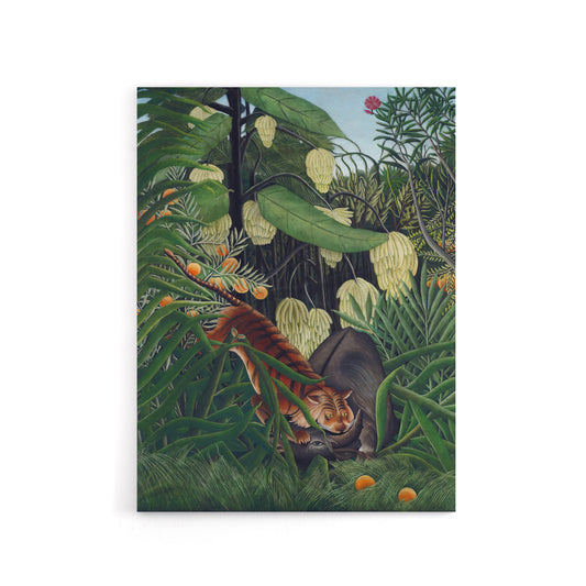 Fight between a Tiger and a Buffalo Rousseau Canvas Wall Art