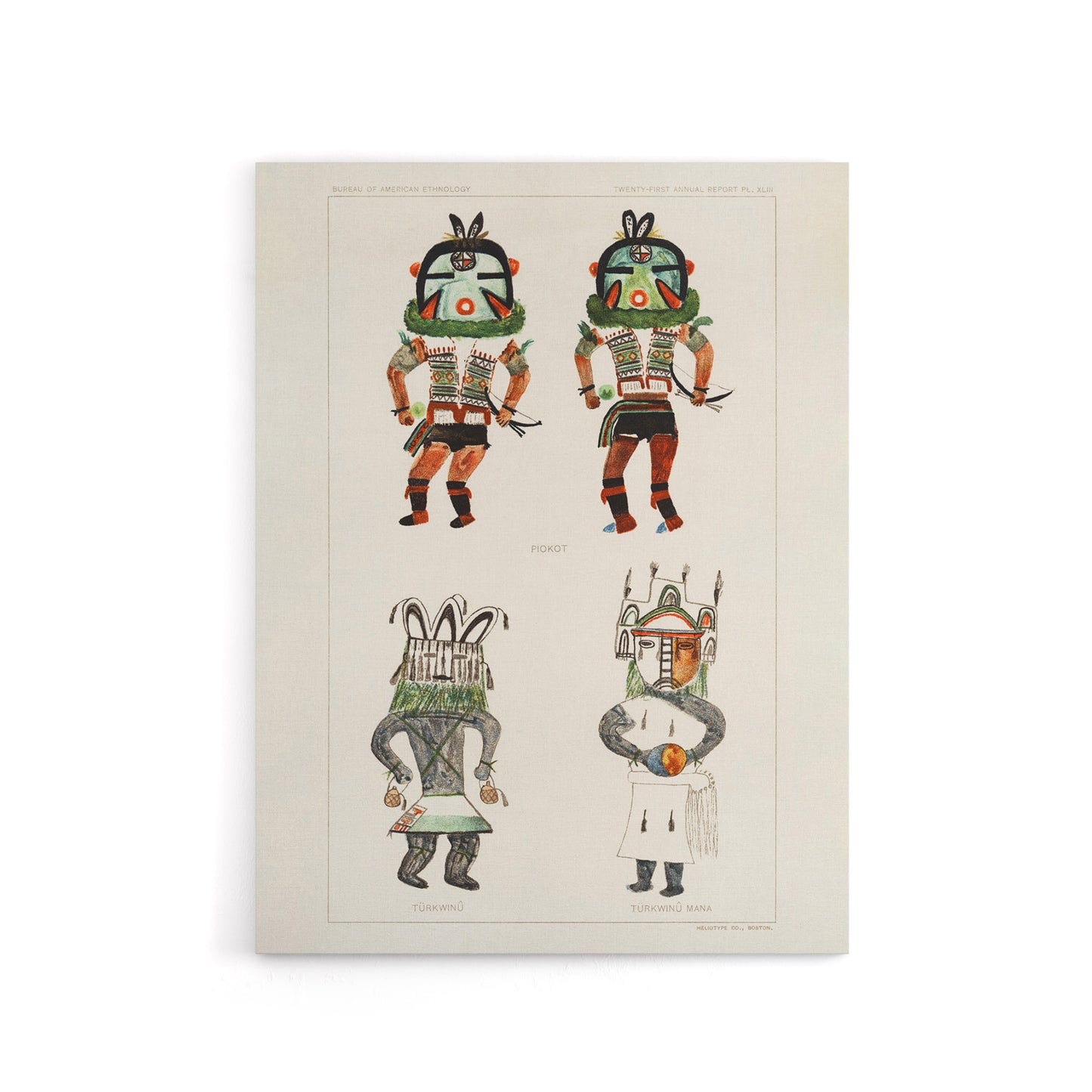 Drawing from Hopi Natives Hopi Kachinas Vintage Canvas Wall Art