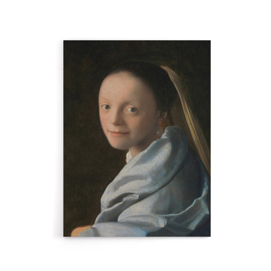 Study of a Young Woman Vermeer Vintage Canvas Wall Art