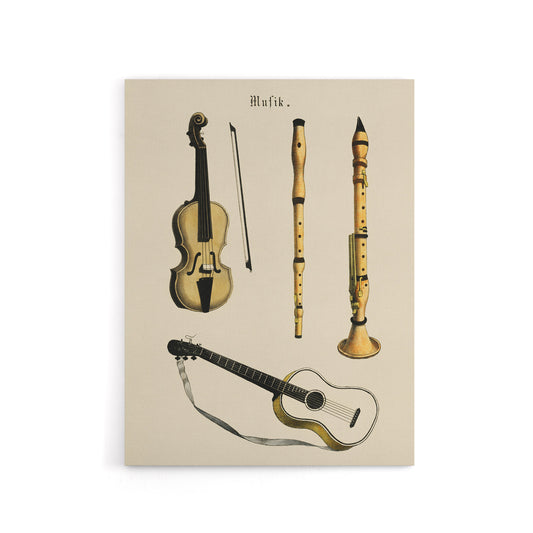 Violin Guitar and Flutes Musical Vintage Canvas Wall Art