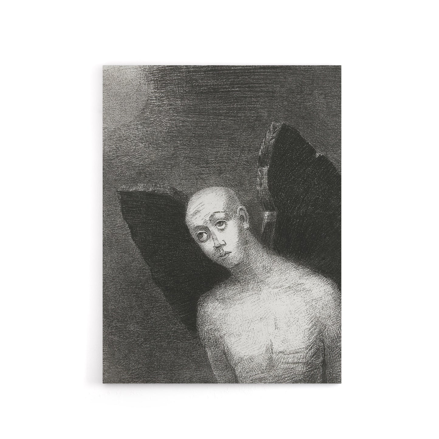 Fallen Angel Spreads Black Wings Redon Vintage Canvas Wall Art