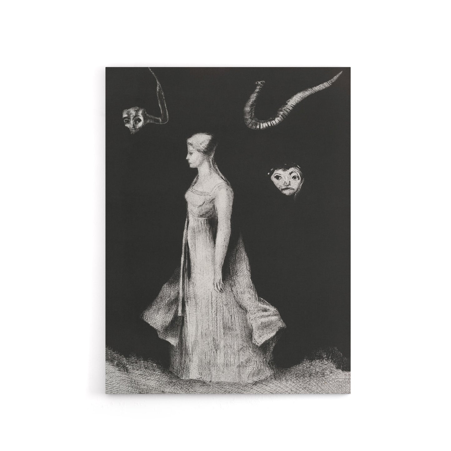 Haunting Ghostly Female Figure Redon Vintage Canvas Wall Art