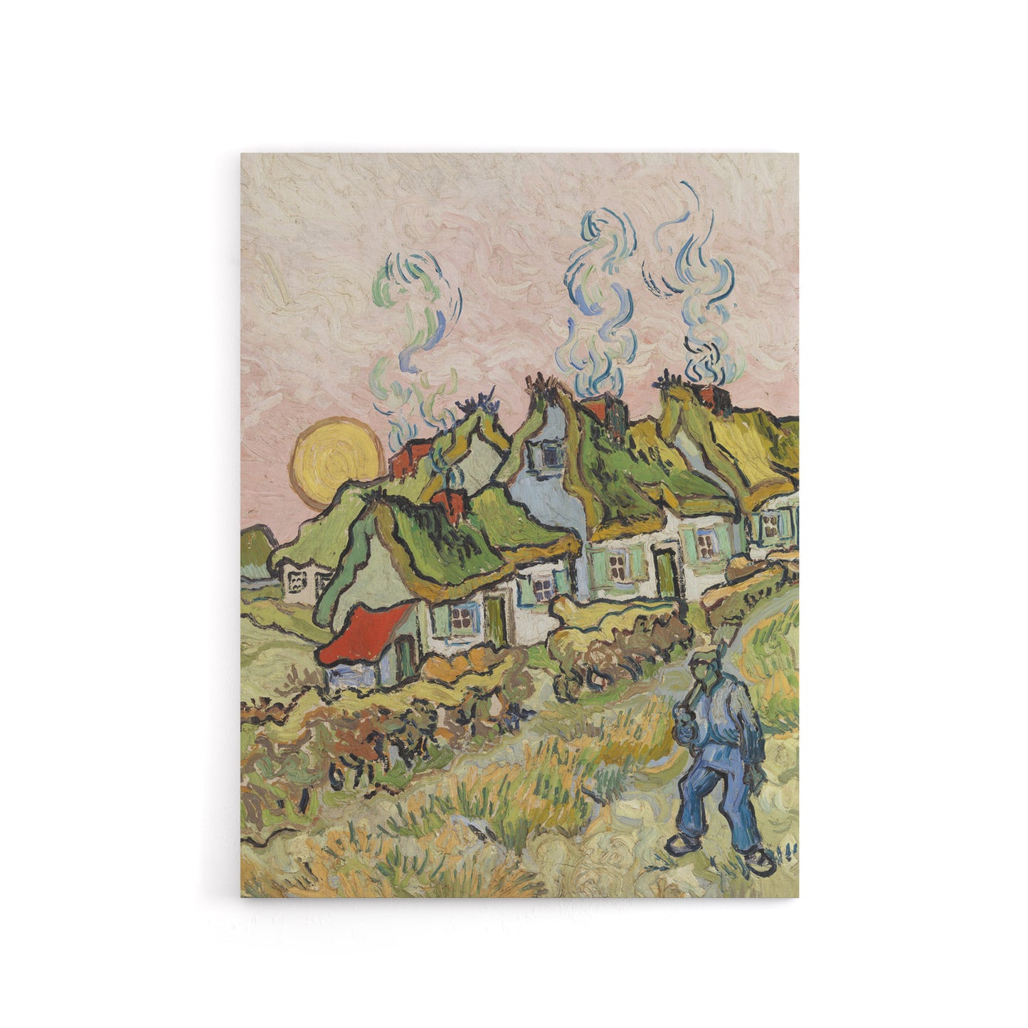 Houses and Figure Painting Van Gogh Vintage Canvas Wall Art