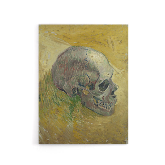 Human Skull Study in Yellow Van Gogh Vintage Canvas Wall Art