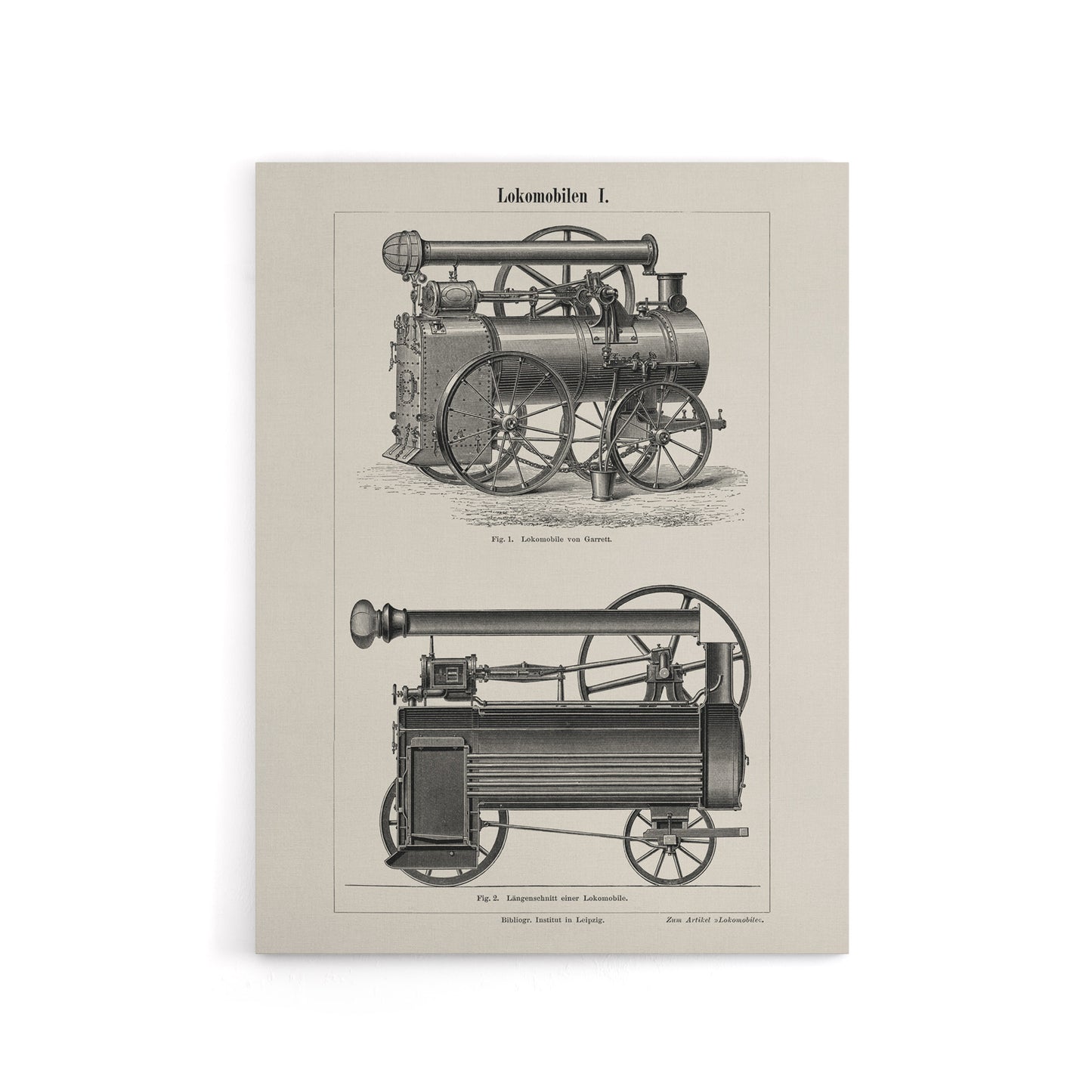 Lokomobilen Locomotive Steam Train Engine Vintage Canvas Wall Art