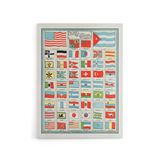 Flags of All Nations of the World Vintage 1901 Canvas Wall Art