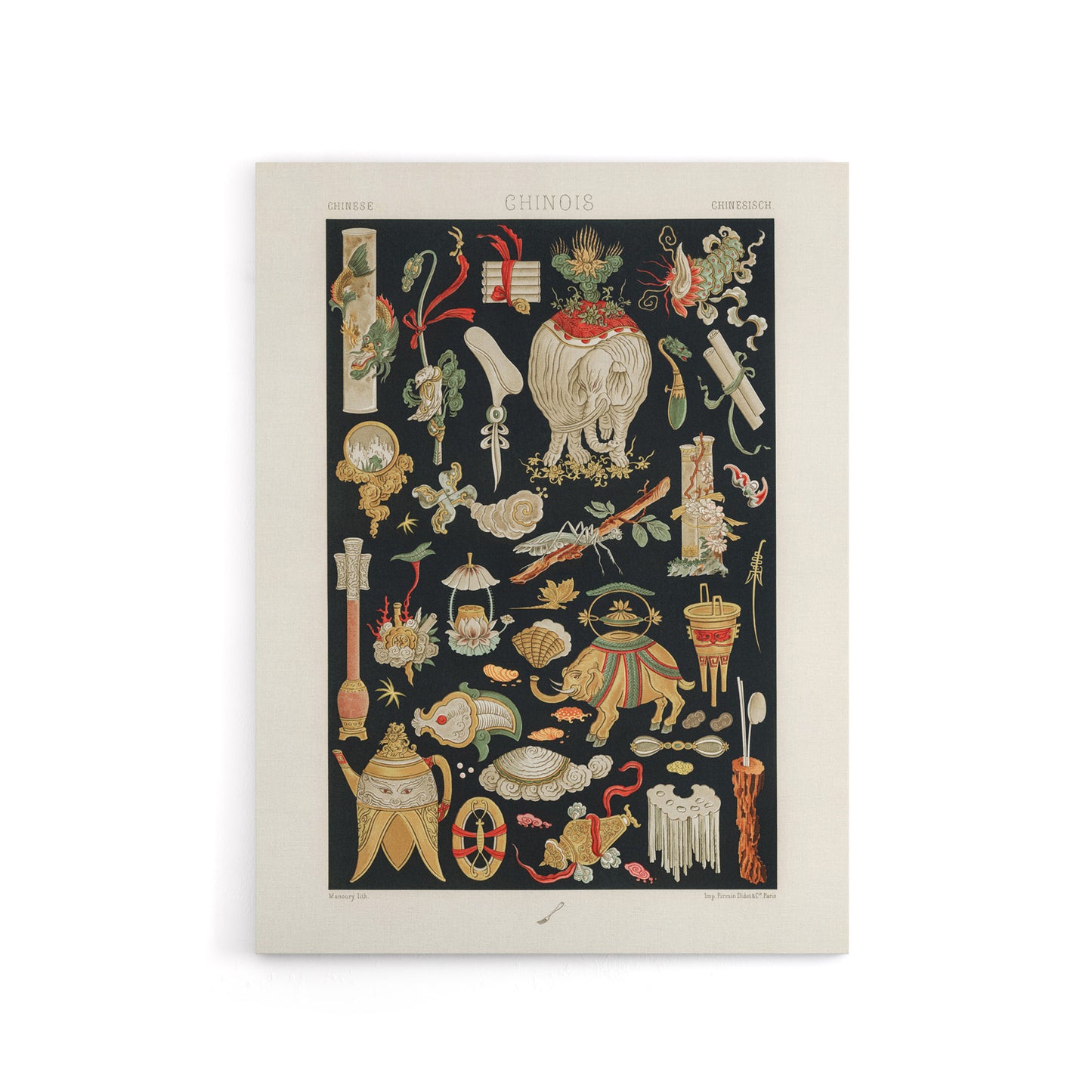 Chinese Ornamental Objects Racinet Vintage Canvas Wall Art