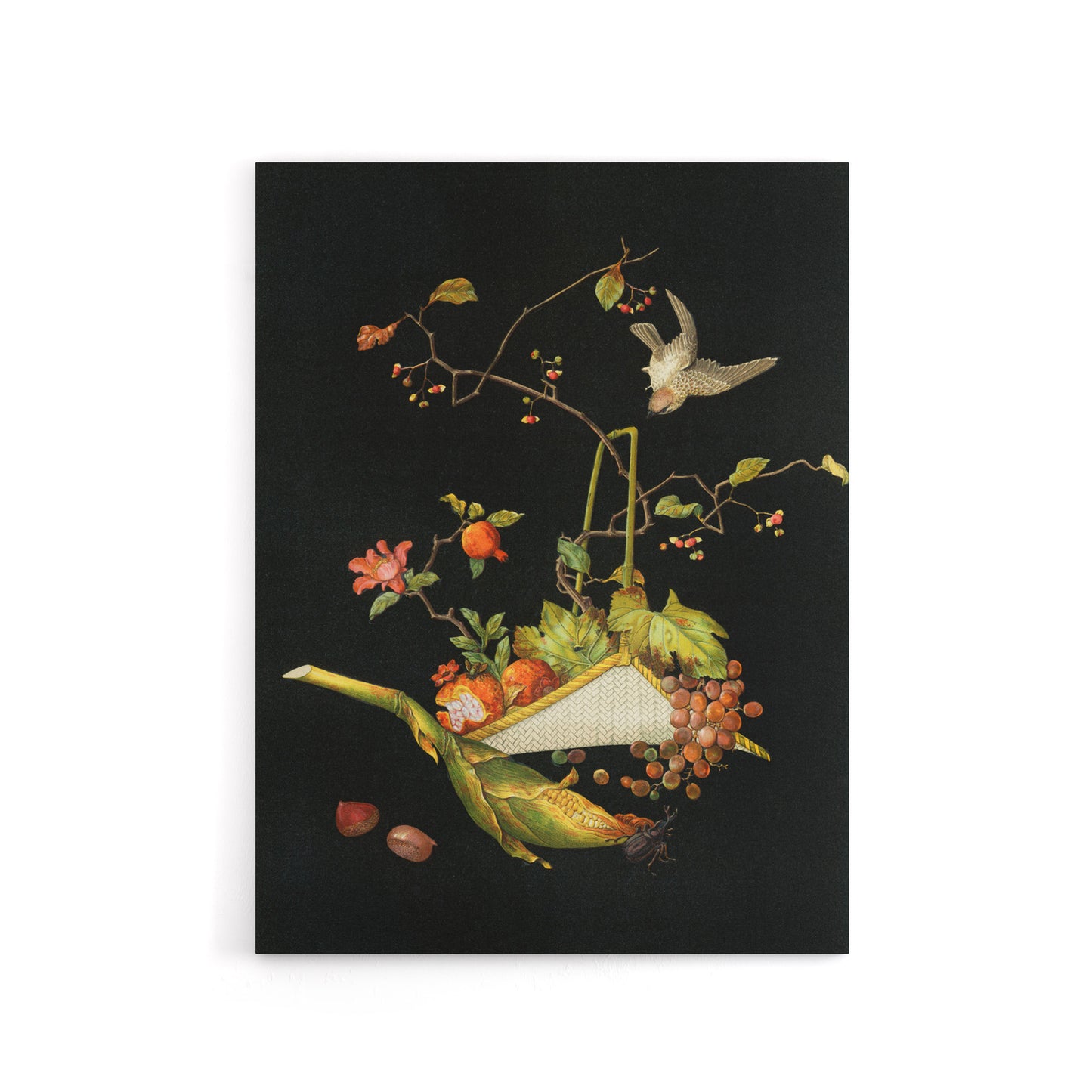 Stylised Still Life with Bird Audsley Vintage Canvas Wall Art
