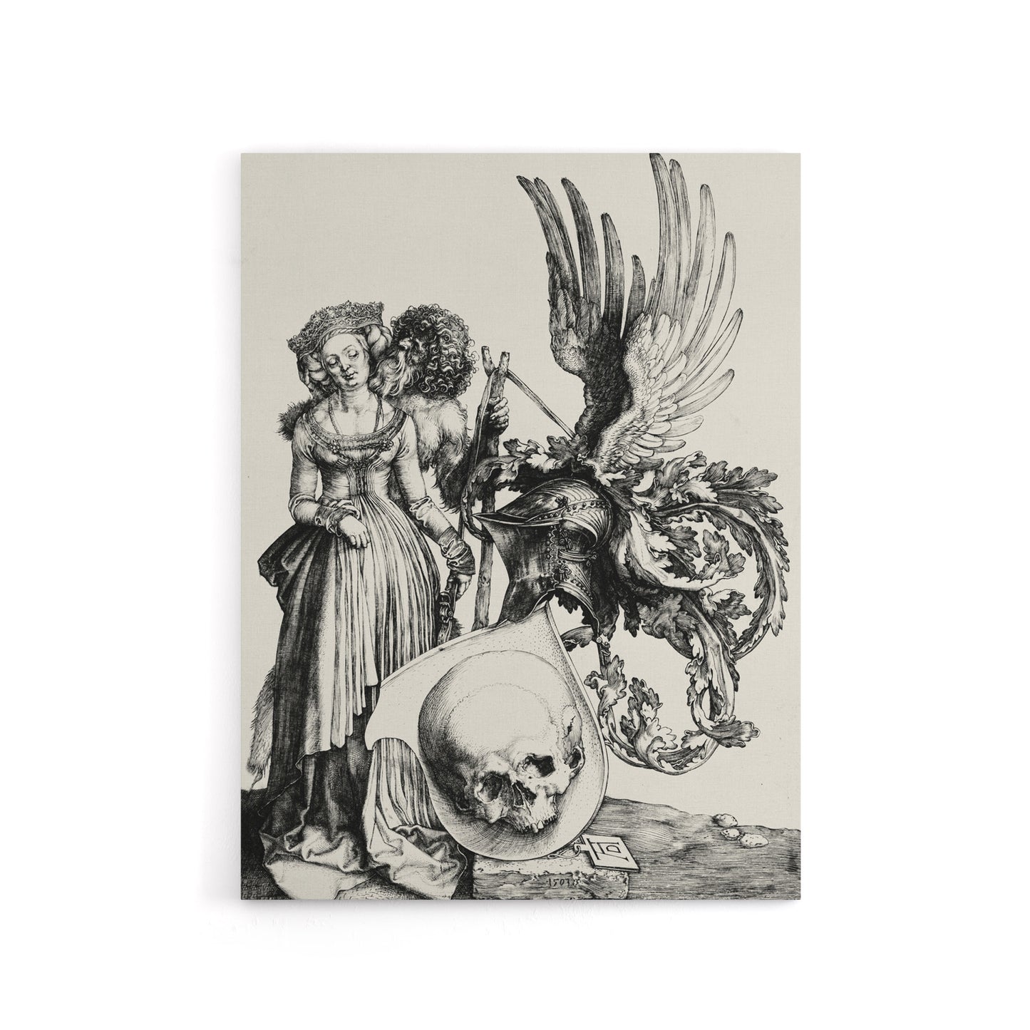 Coat of Arms with a Skull Albrecht Durer Canvas Wall Art Print