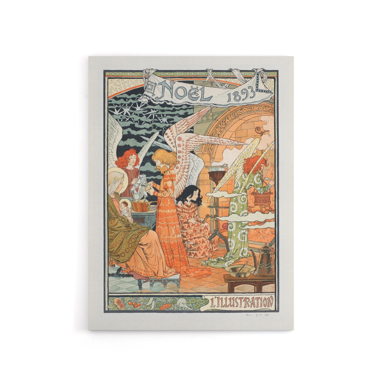 Illustration Newspaper 1893 Christmas Grasset Canvas Wall Art Print