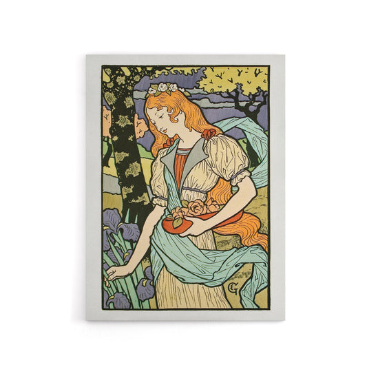 Salon des Cent Woman Picking Flower Grasset Canvas Wall Art Print