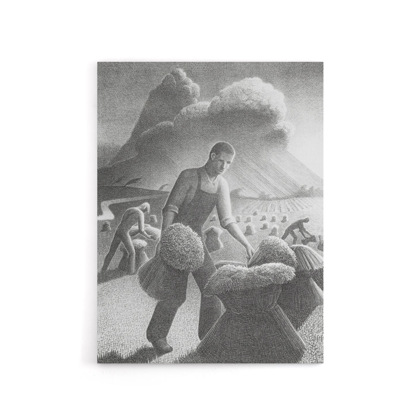 Approaching Storm in Wheat Field Grant Wood Canvas Wall Art Print