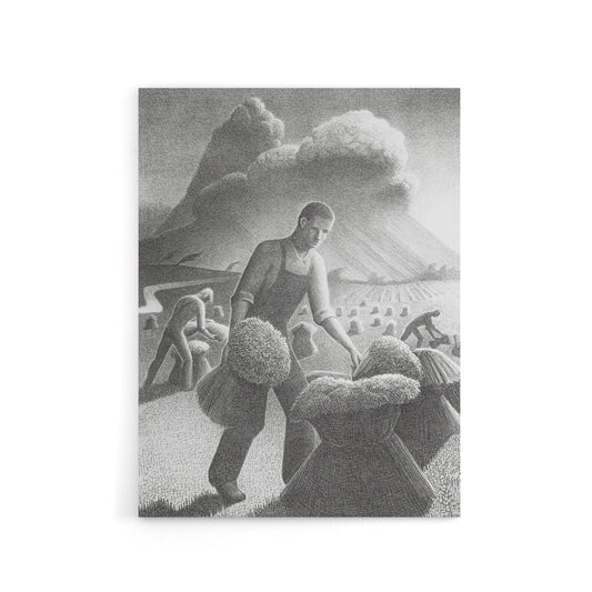 Approaching Storm in Wheat Field Grant Wood Canvas Wall Art Print