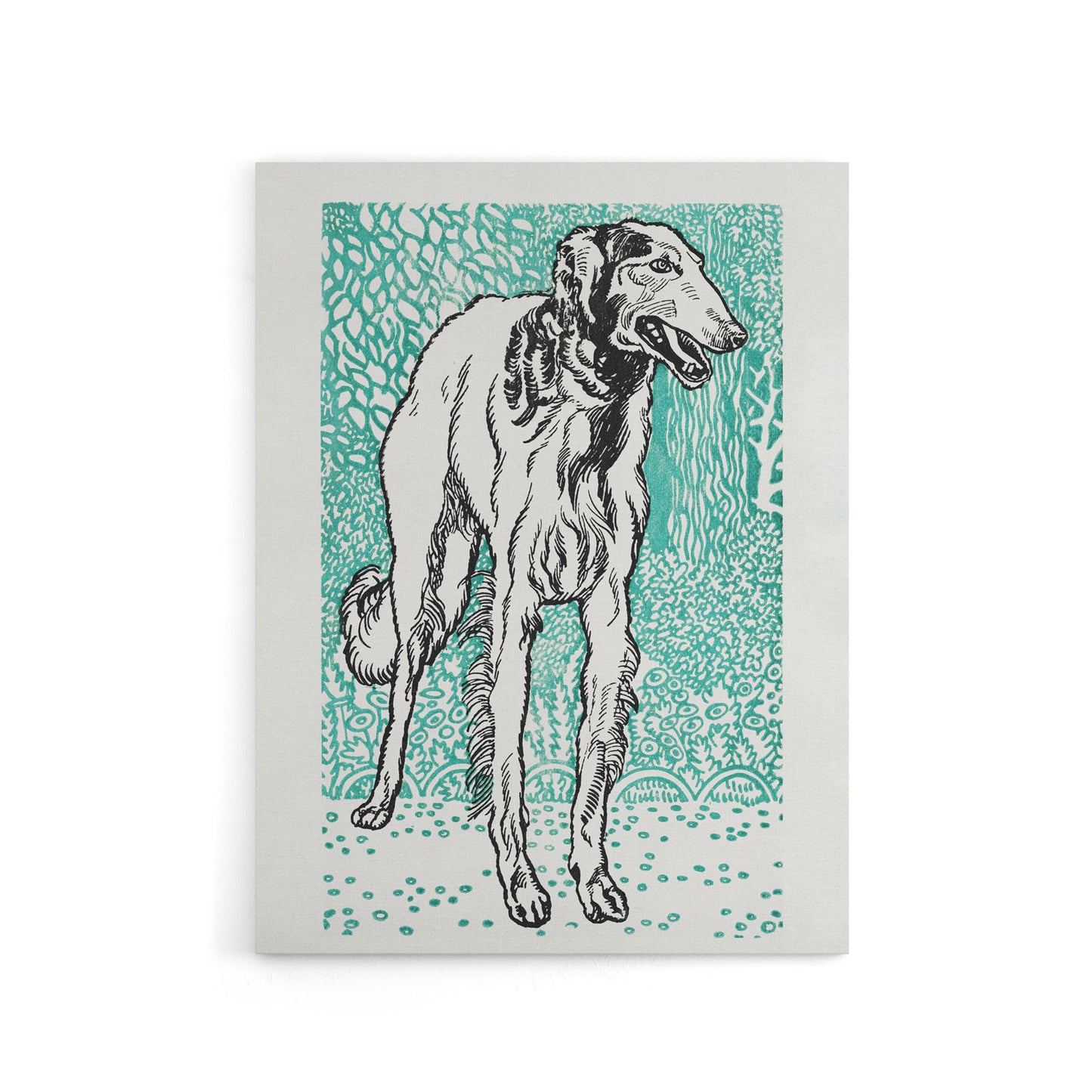 Long Haired Greyhound Russian Wolfhound Dog Jung Canvas Wall Art Print