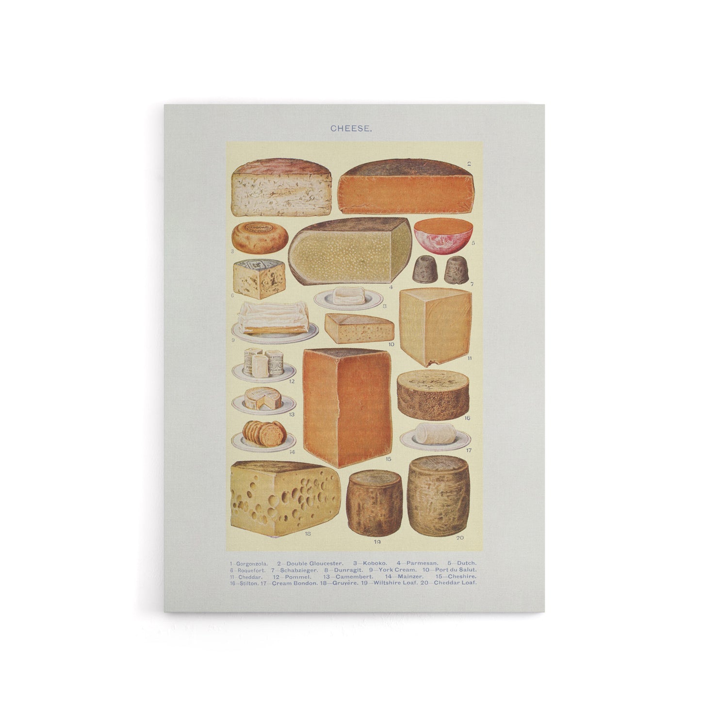 Different Types of Cheese Mrs Beeton Canvas Wall Art Print