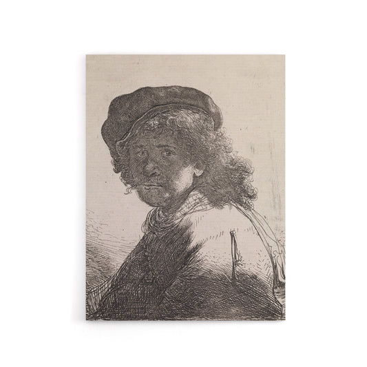 Self portrait in a cap and scarf Rembrandt Canvas Wall Art Print