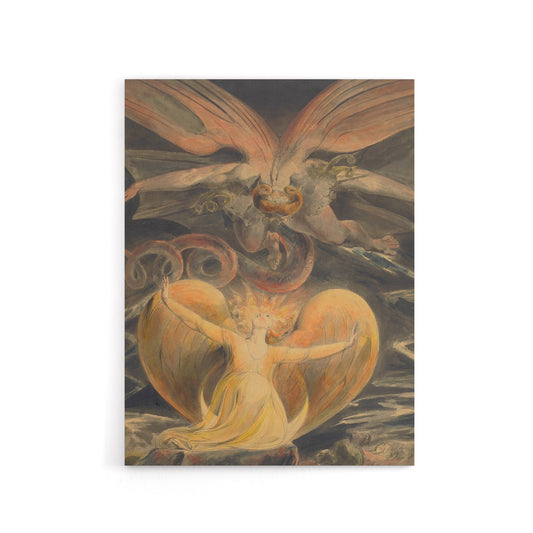 Great Red Dragon and Sun Clothed Woman Blake Canvas Wall Art Print