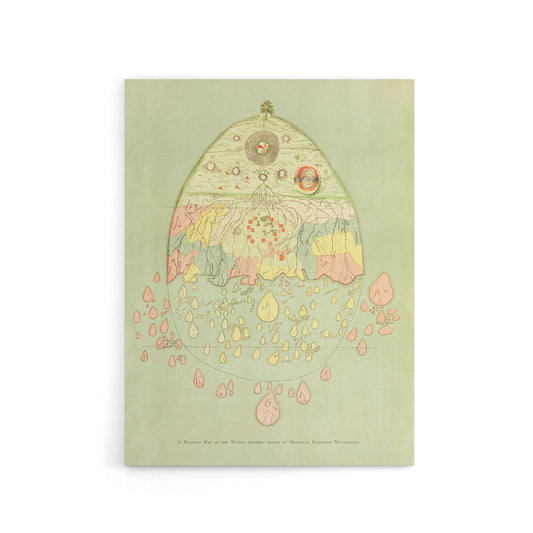 Vintage Burmese Map of the World Griggs Canvas Wall Art Print