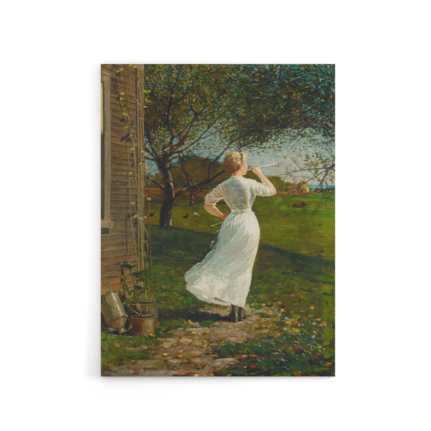 Blowing the Dinner Horn Winslow Homer Canvas Wall Art Print