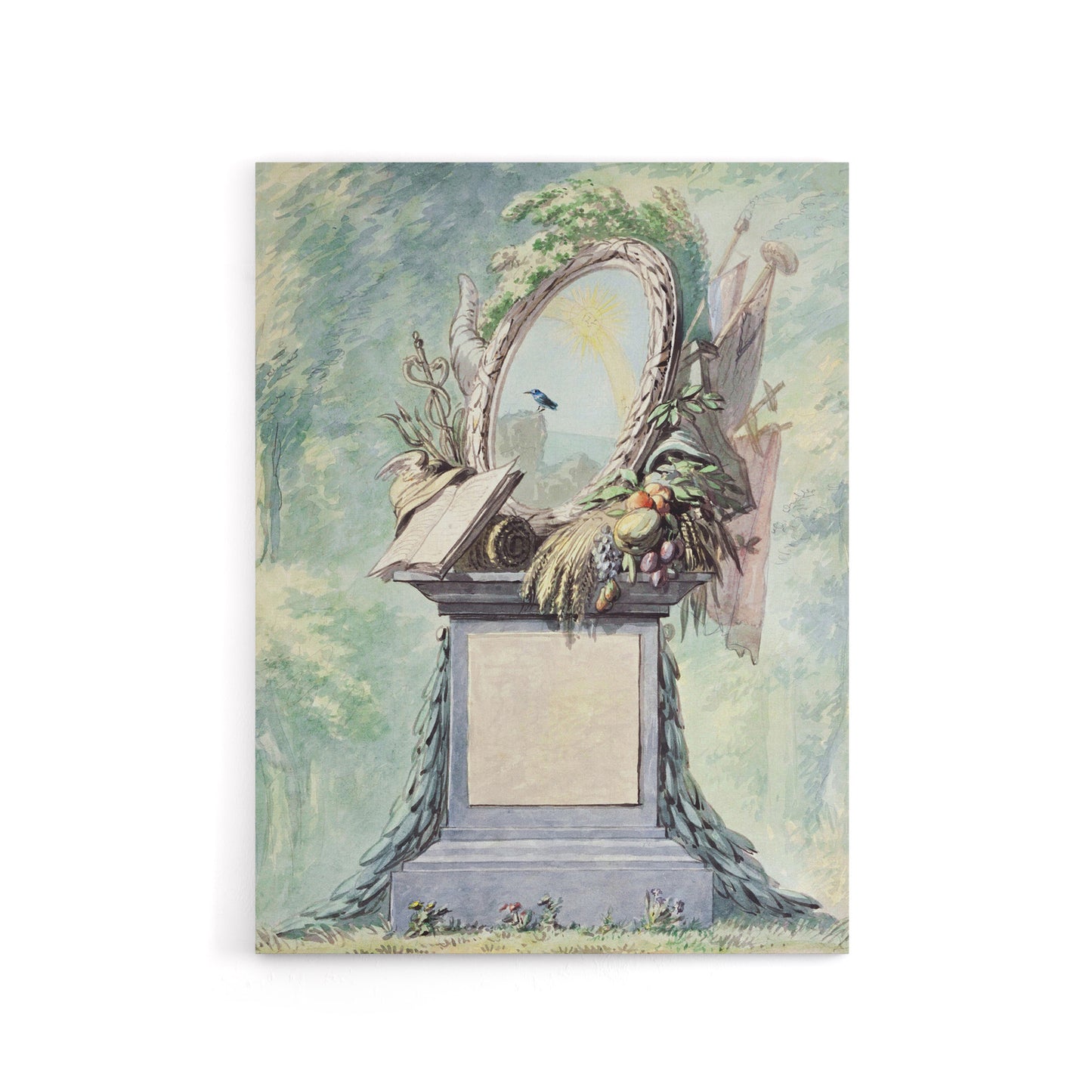 18th Century Monument Design Watercolour Schouman Canvas Wall Art Print