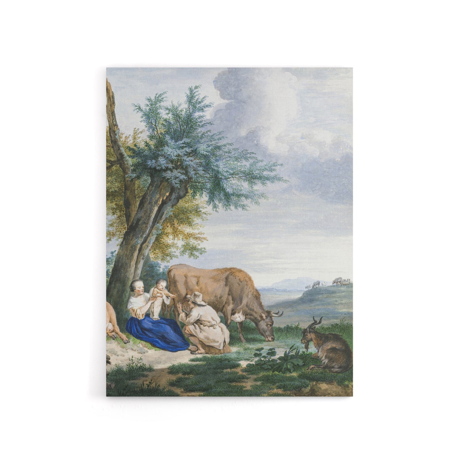 Peasant Family and cattle Landscape Schouman Canvas Wall Art Print