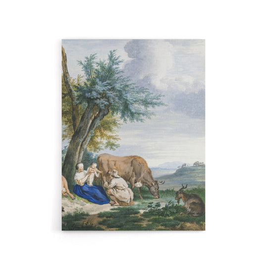 Peasant Family and cattle Landscape Schouman Canvas Wall Art Print