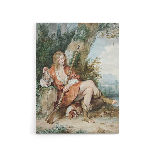Resting Hunter with Partridge by a Tree Schouman Canvas Wall Art Print