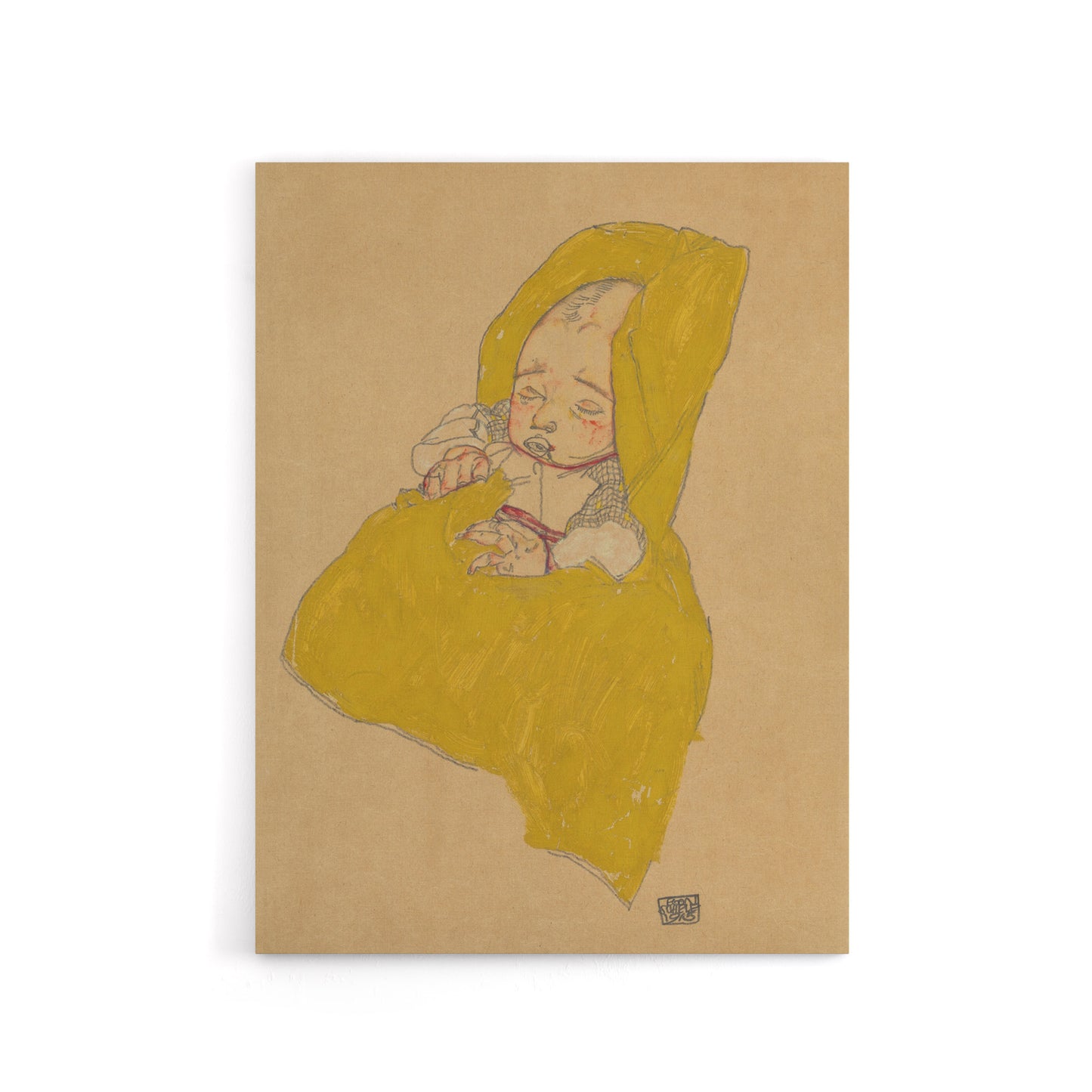 Infant Portrait in a Changing Pad Schiele Canvas Wall Art Print