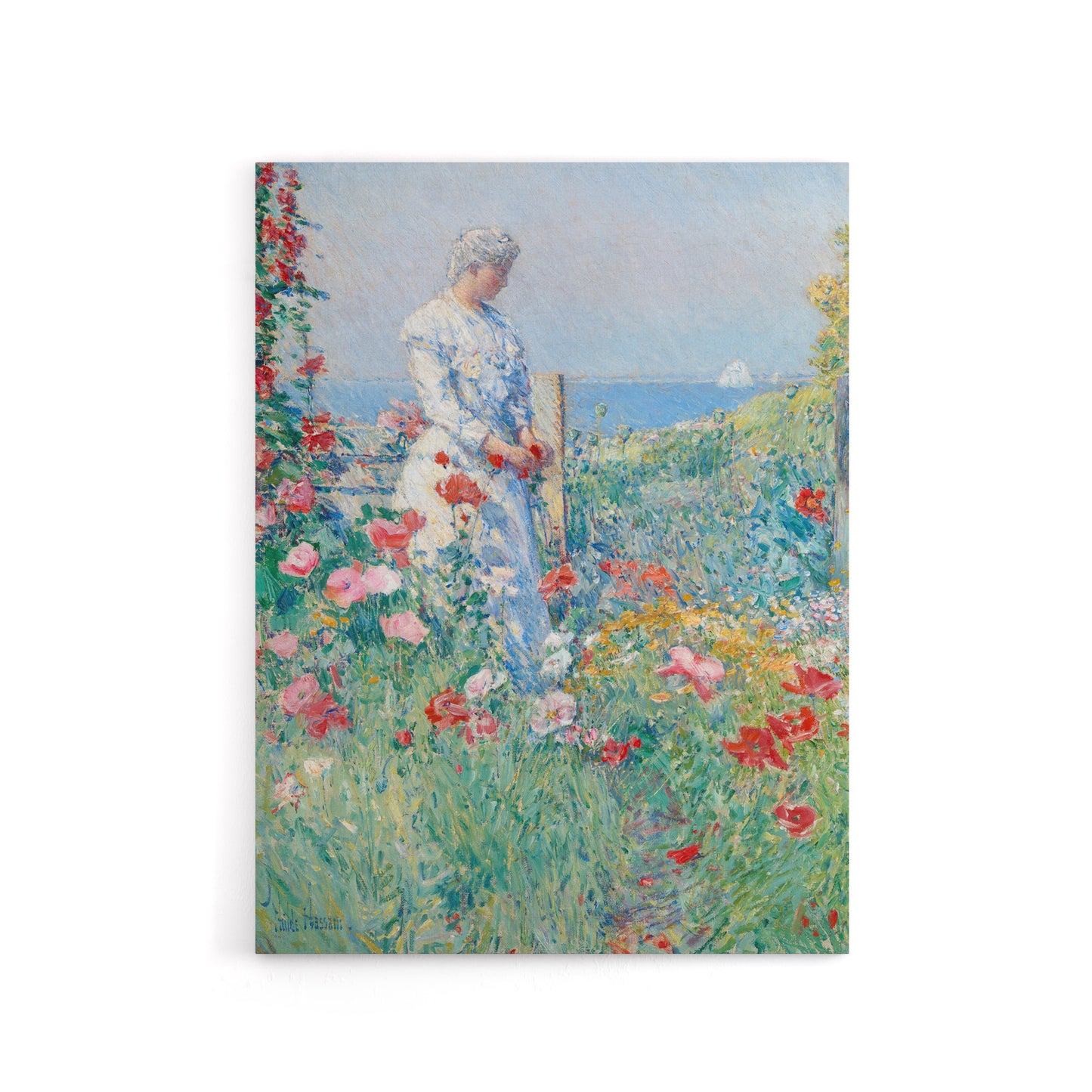 Celia in Her Garden Floral Portrait Hassam Canvas Wall Art Print