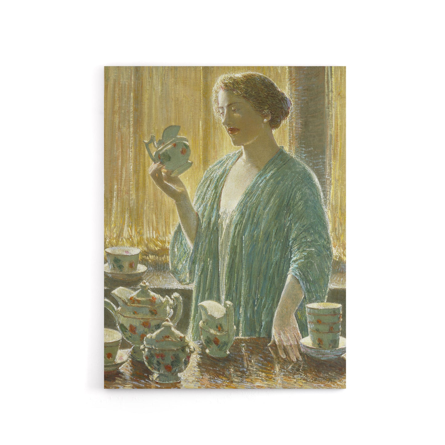 Strawberry Tea Set Domestic Scene Hassam Canvas Wall Art Print