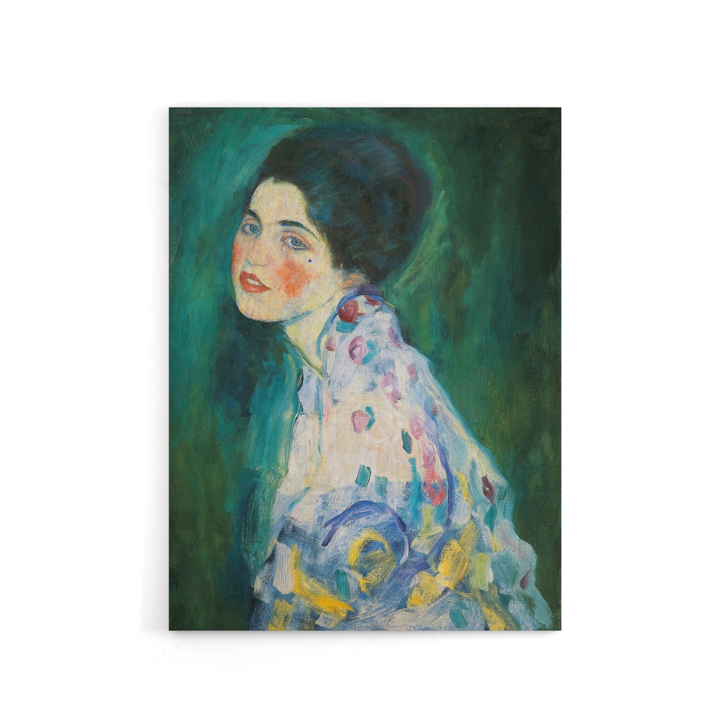 Portrait of a Lady in Floral Dress Klimt Canvas Wall Art Print