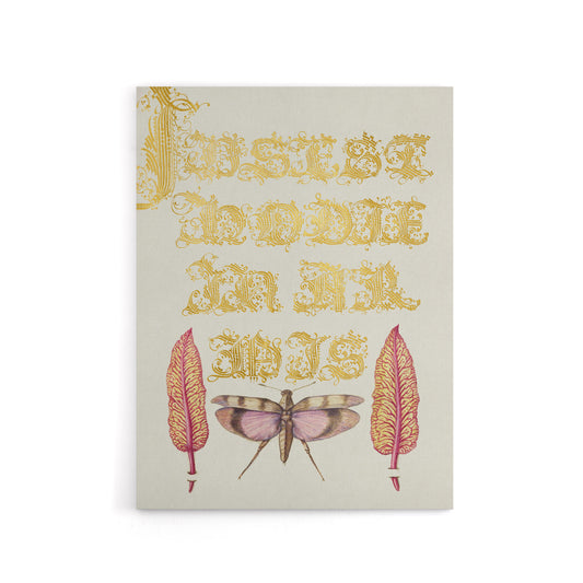 Chard and Red Winged Grasshopper Calligraphy Canvas Wall Art Print