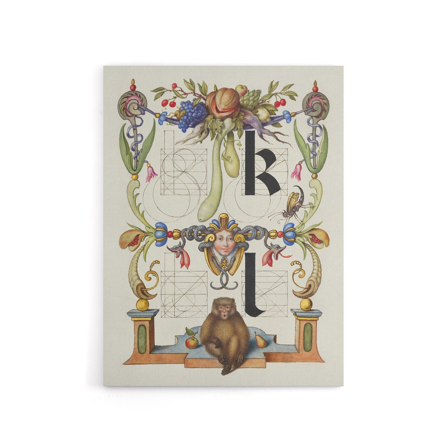 Pictorial Letter Guide K and l Calligraphy Canvas Wall Art Print