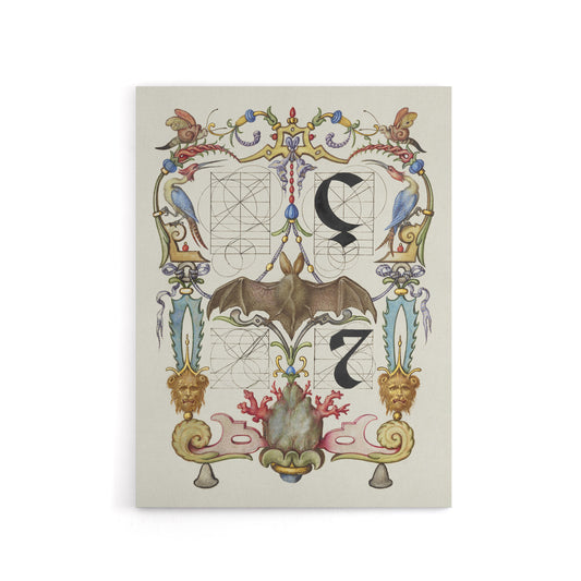 Pictoral Letter Guide with Bat Calligraphy Canvas Wall Art Print