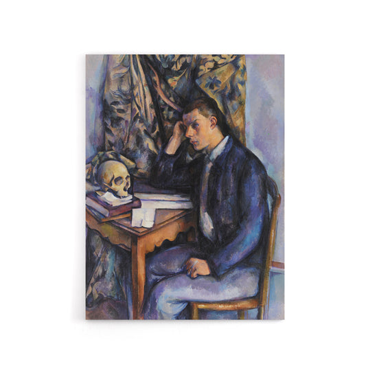 Young Man and Skull Portrait Painting Cezanne Canvas Wall Art Print
