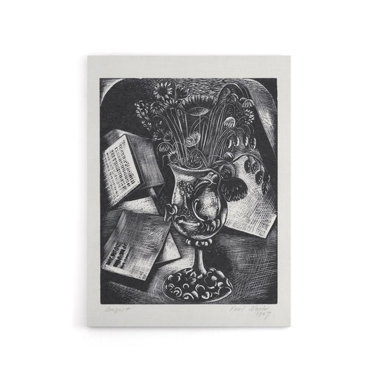 Flower Bouquet Black White Still Life Nash Canvas Wall Art Print