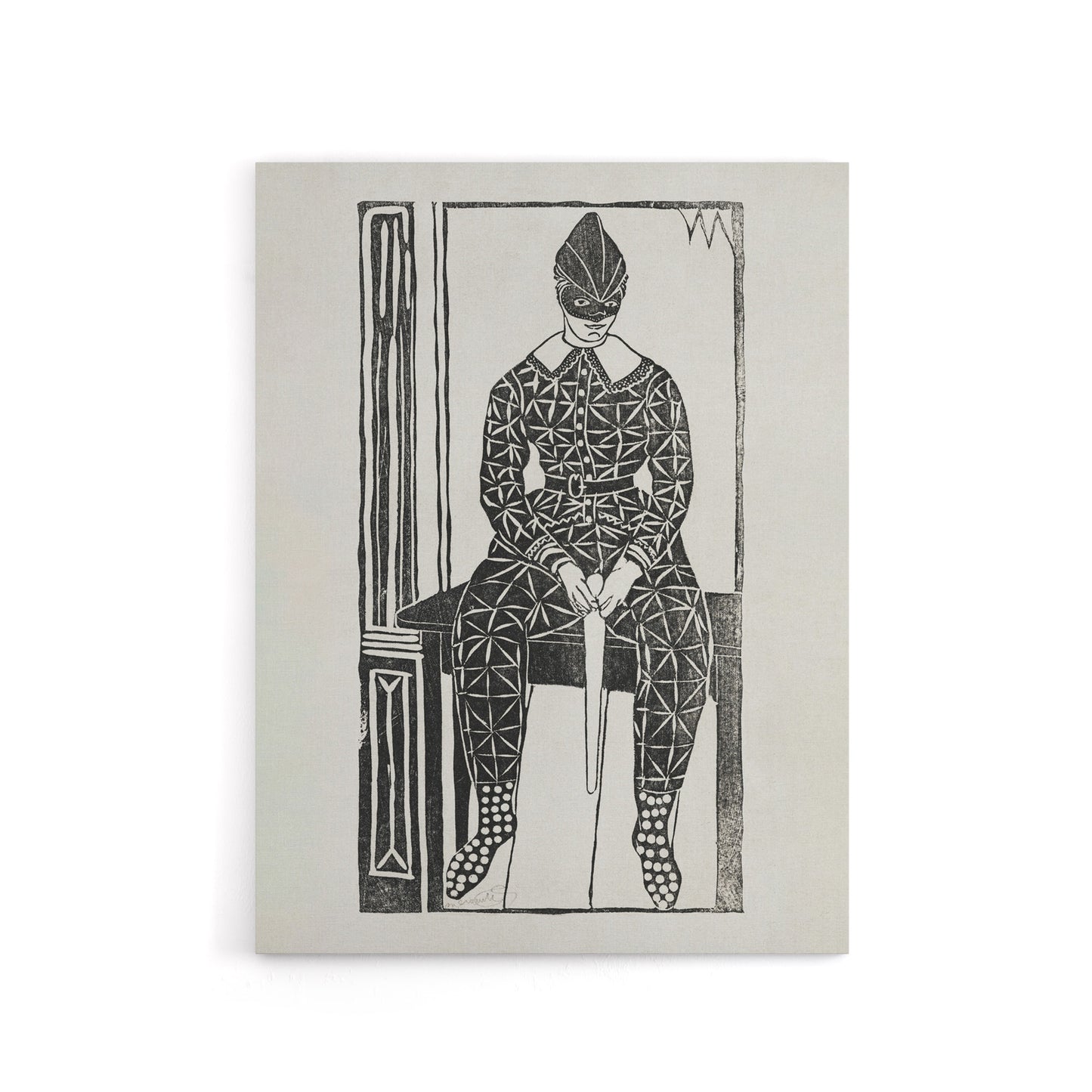 Harlequin Clown Portrait De Mesquita Canvas Wall Art Print