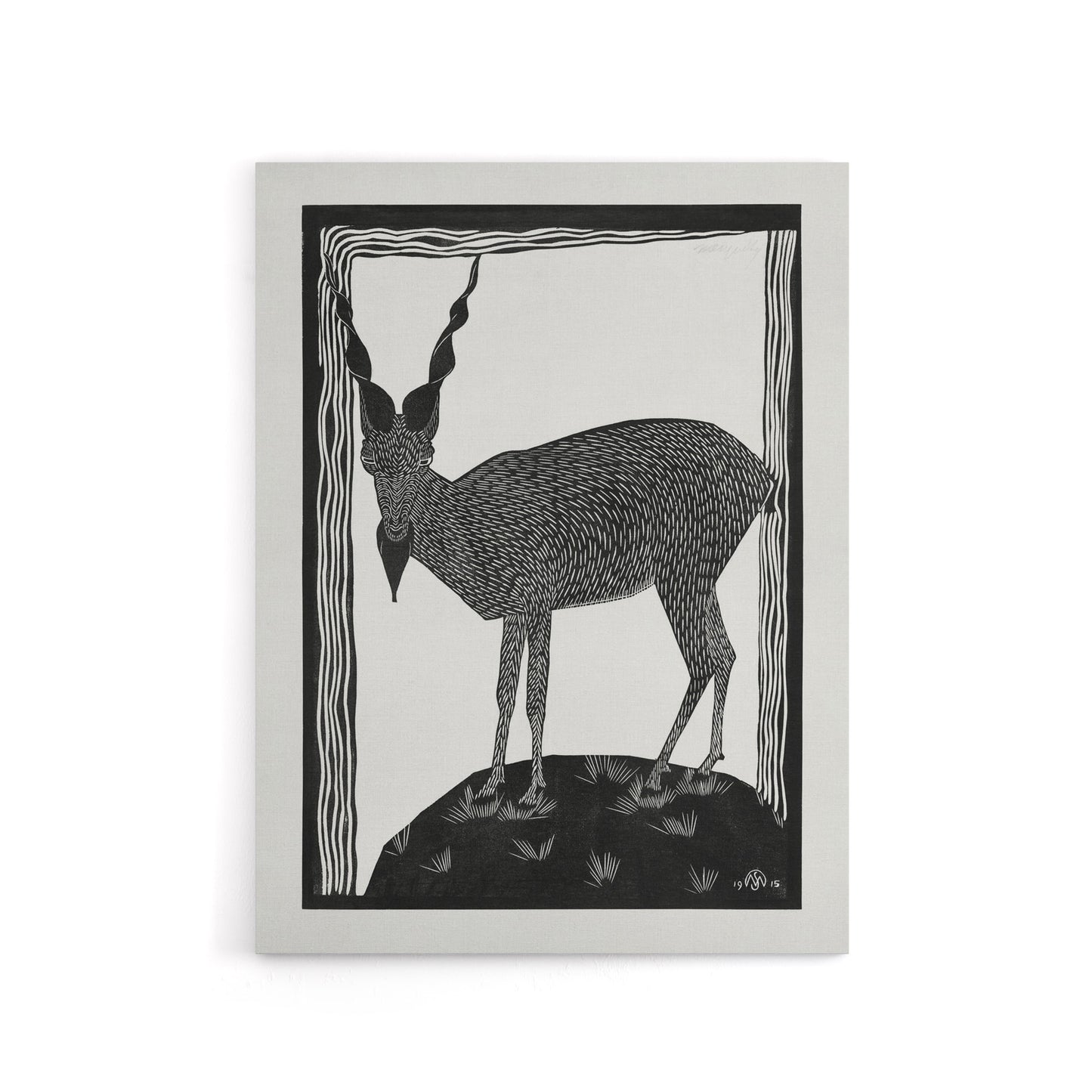 Stylised Markhor Goat Samuel J De Mesquita Canvas Wall Art Print