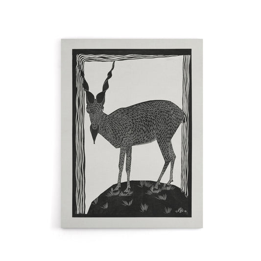 Stylised Markhor Goat Samuel J De Mesquita Canvas Wall Art Print