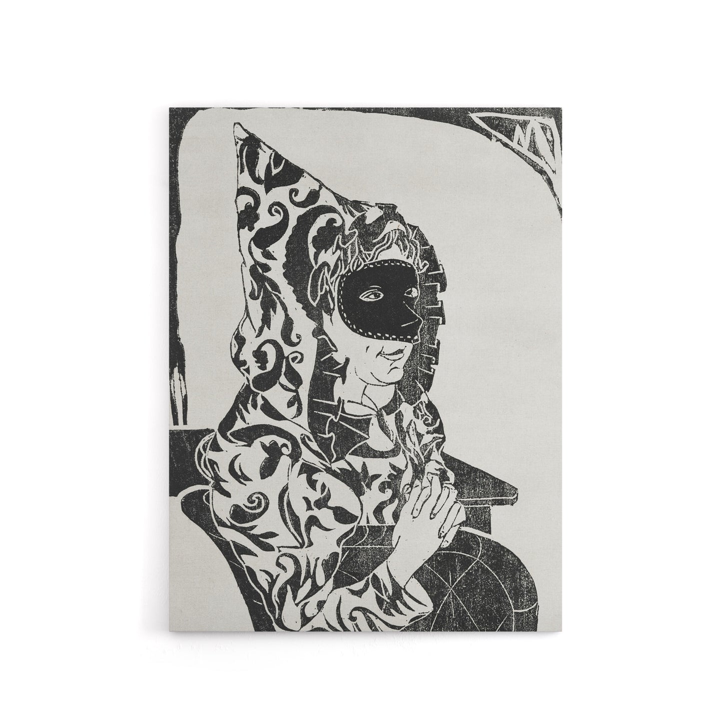 Masked Woman with Cape Samuel J De Mesquita Canvas Wall Art Print