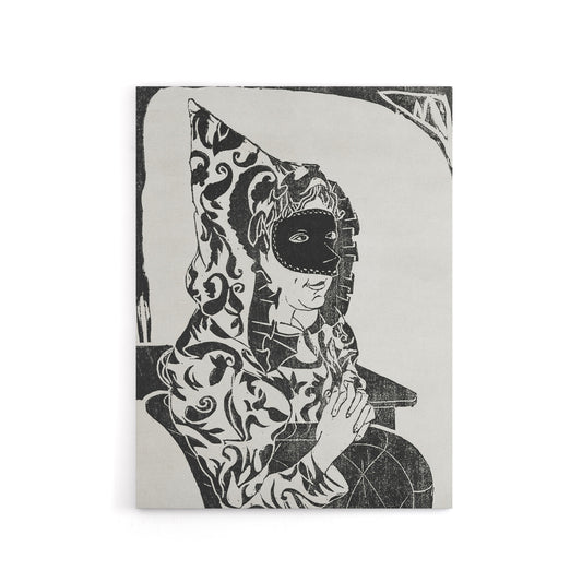 Masked Woman with Cape Samuel J De Mesquita Canvas Wall Art Print