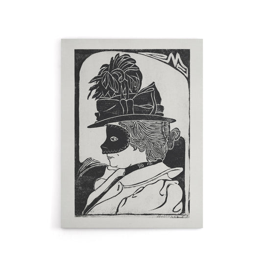 Pierrette Woman With Mask De Mesquita Canvas Wall Art Print