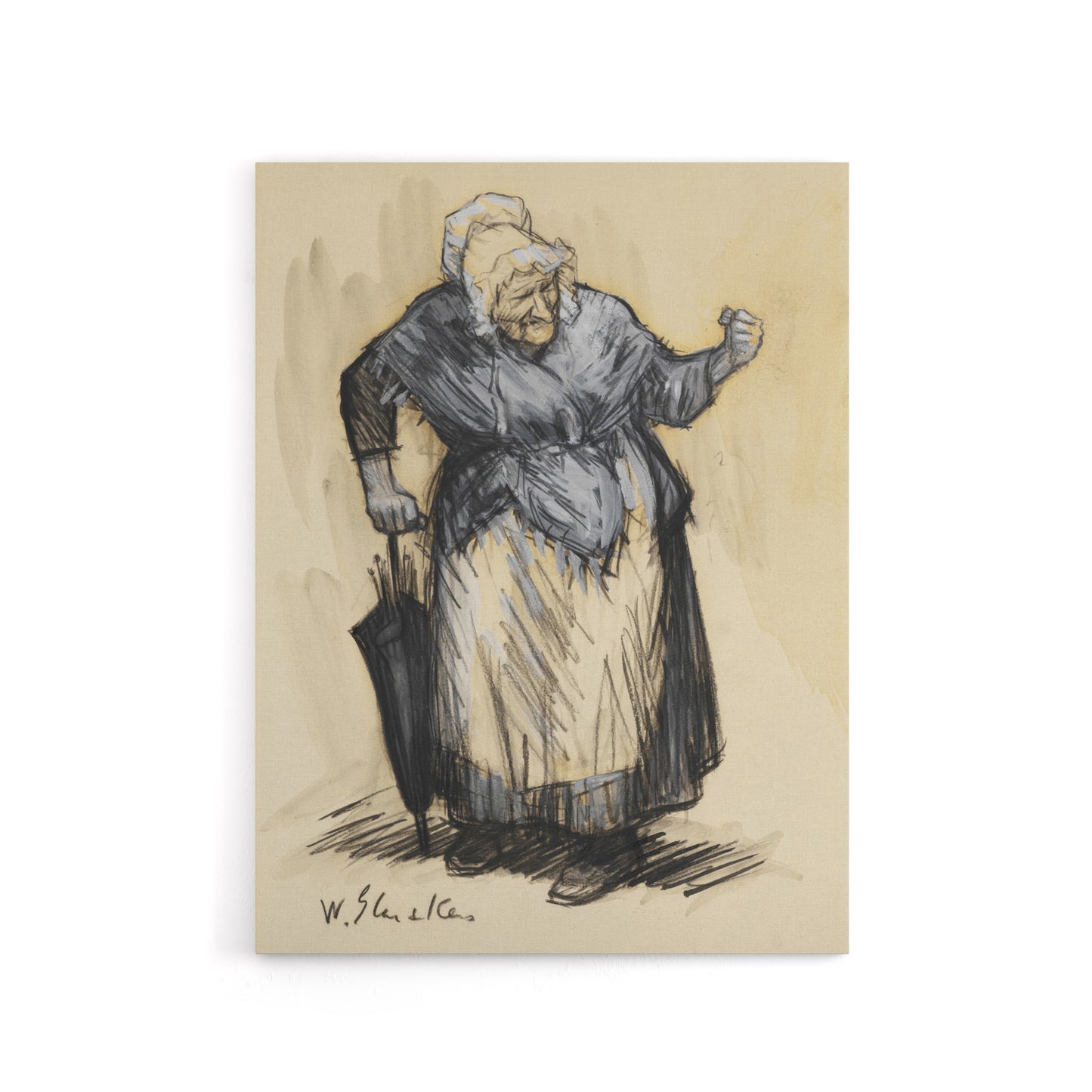 Angry Old Lady Sketch William James Glackens Canvas Wall Art Print