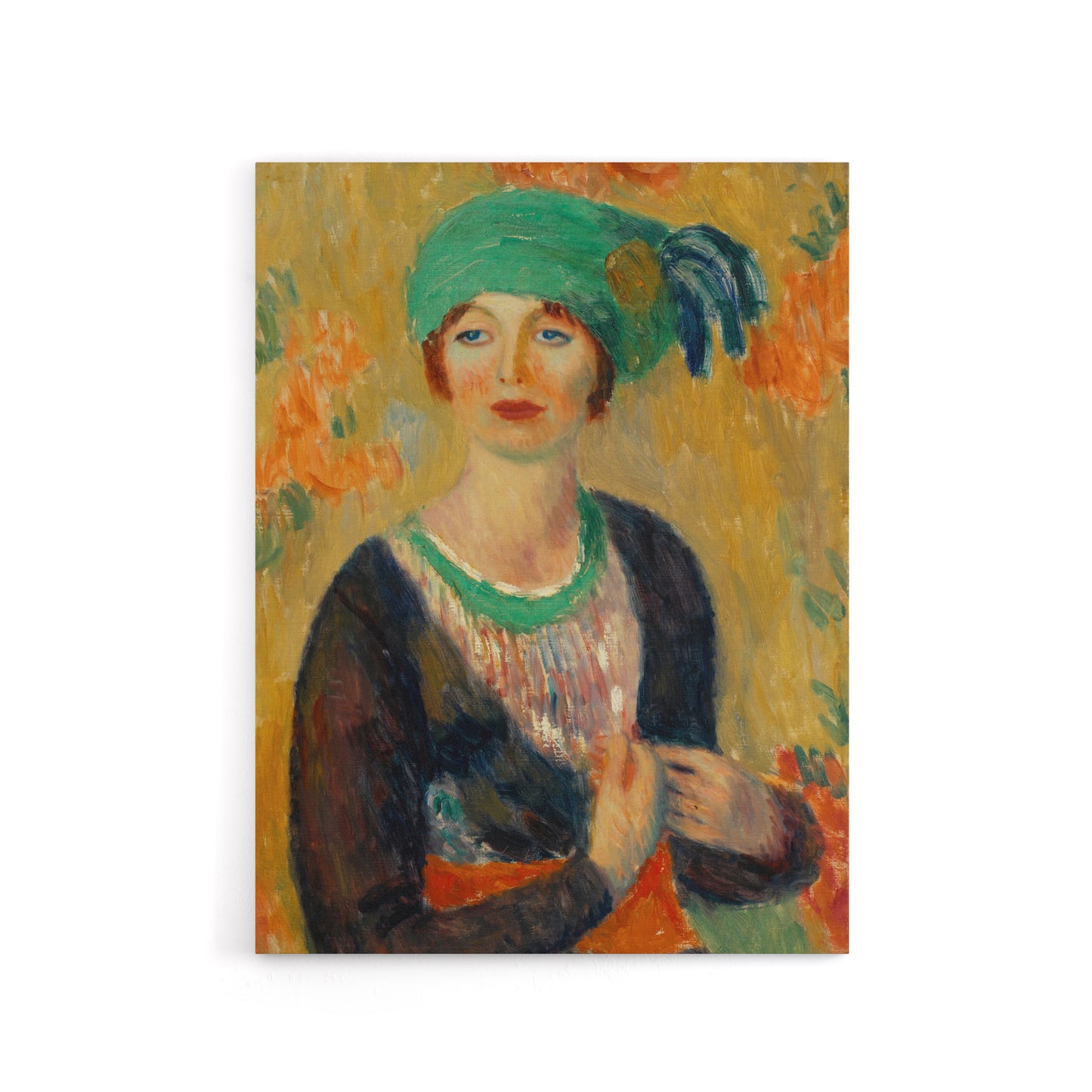 Portrait of a Girl in Green Turban Glackens Canvas Wall Art Print