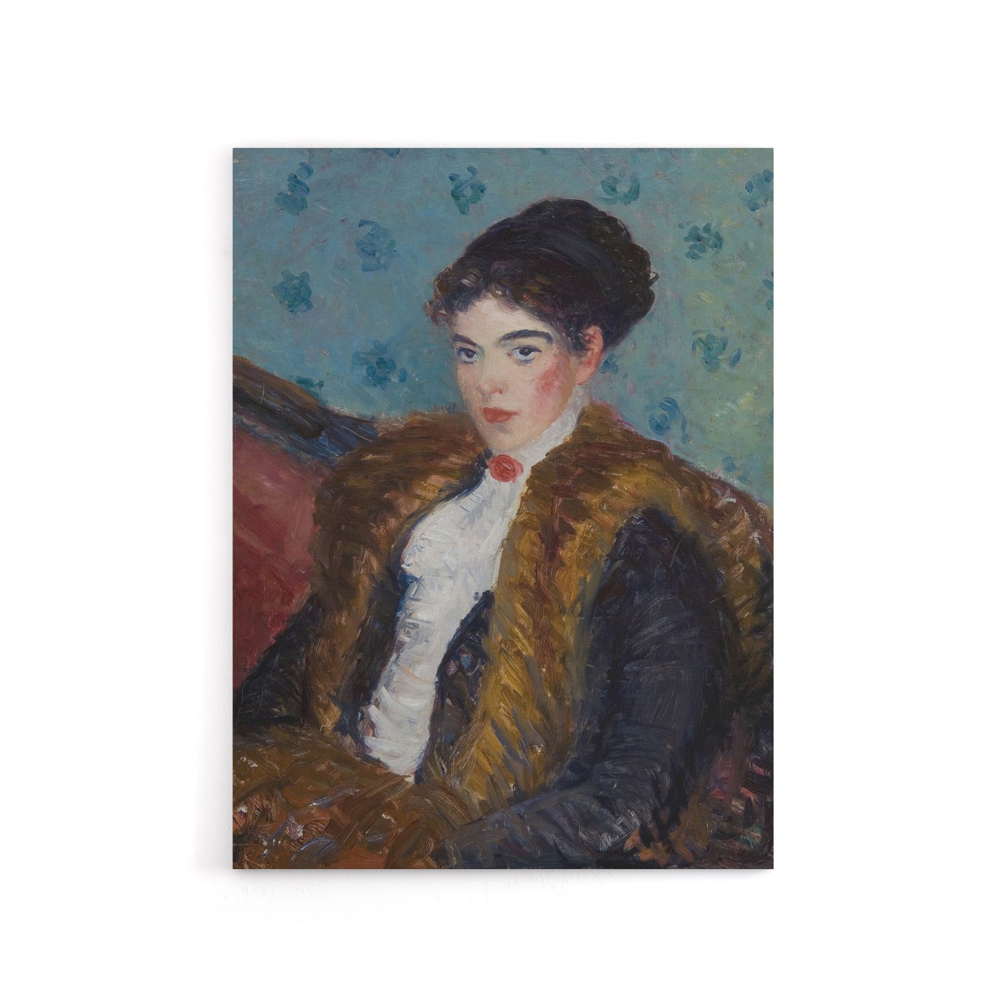 Girl with Fox Furs William James Glackens Canvas Wall Art Print