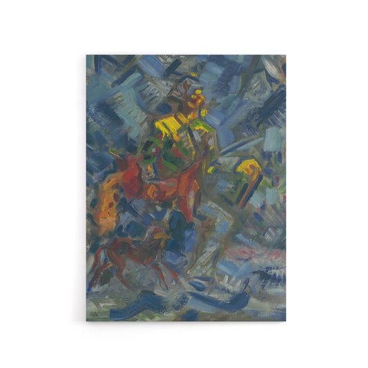 Hunter with Dog In A Blue Forest Kubincan Canvas Wall Art