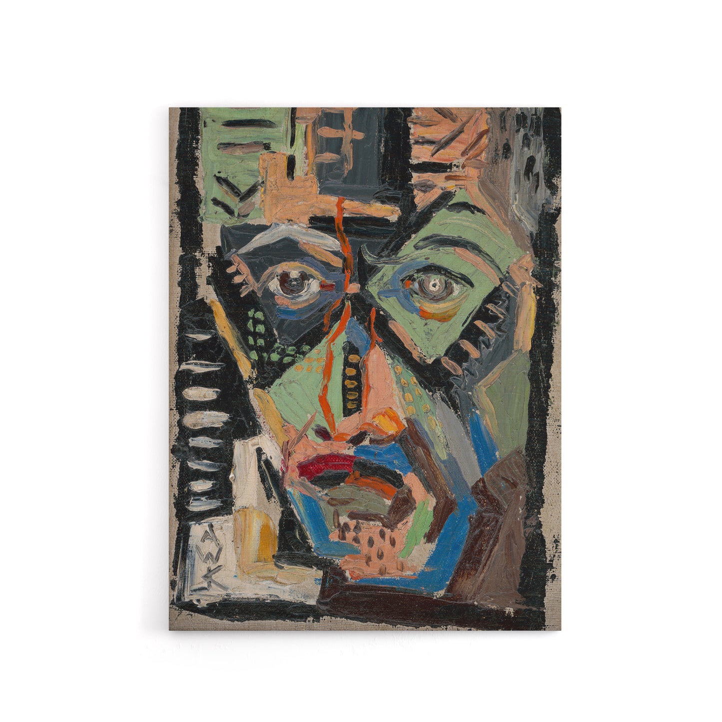 Mans Face Abstract Painting Kubincan Canvas Wall Art Print