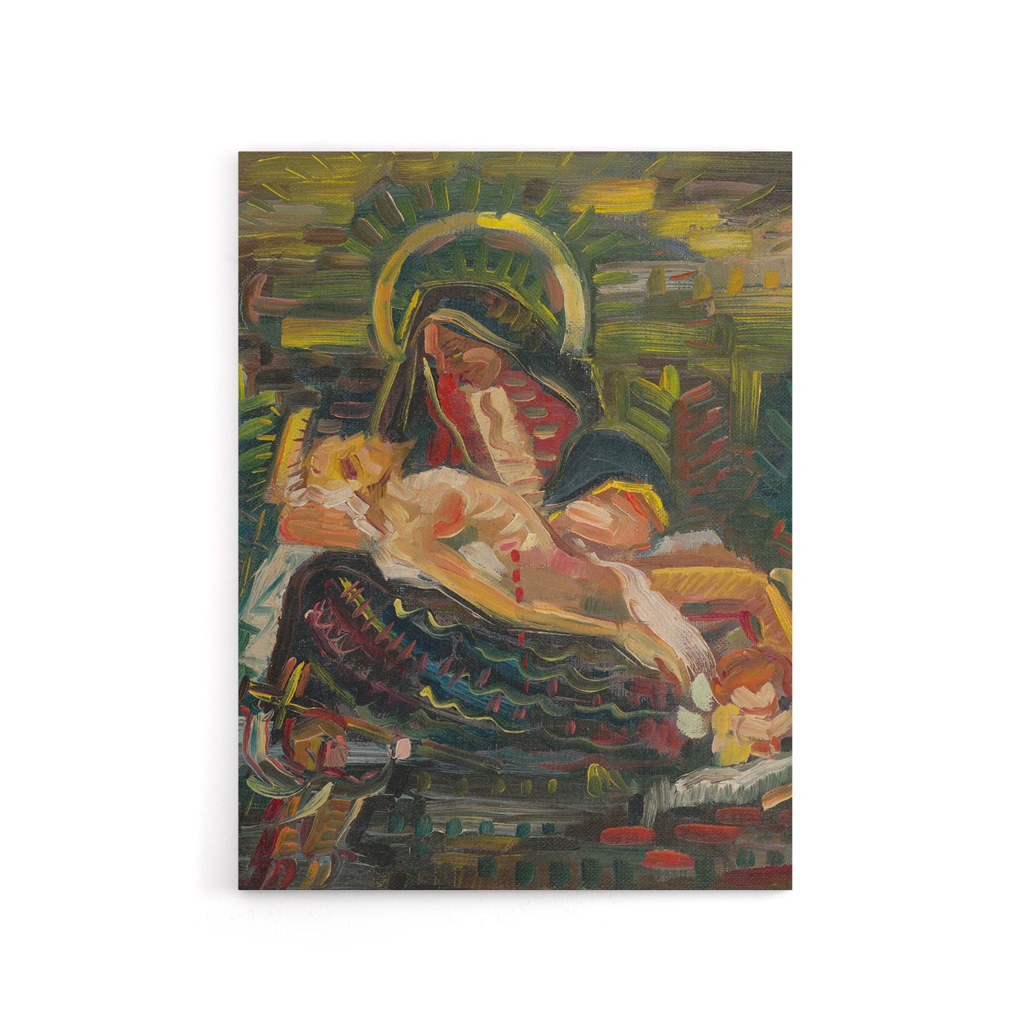 Pieta Virgin Mary and Christ Kubincan Canvas Wall Art Print