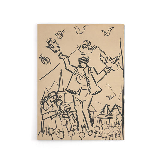 Study for Joy Family Ink Drawing Kubincan Canvas Wall Art